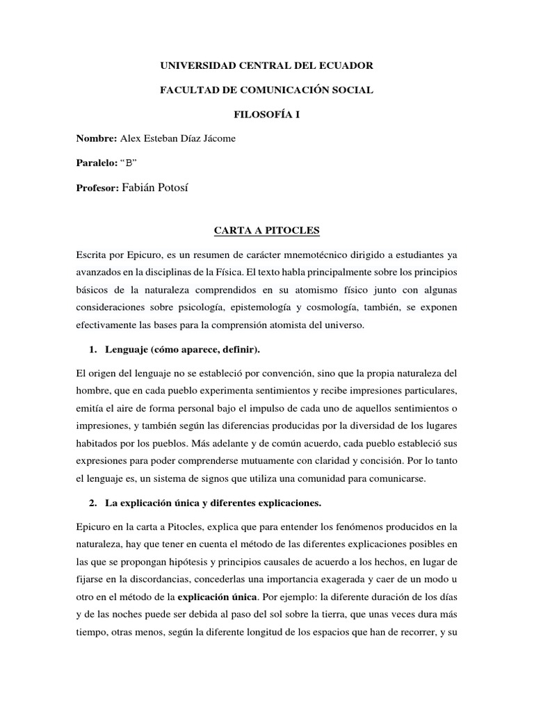 epicuro carta a pitocles